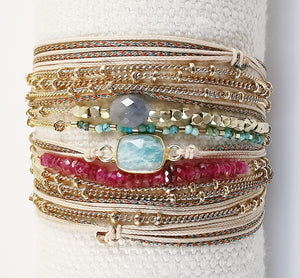 ADA BRACELET WRAP PRECIOUS STONES 3 CHAINS