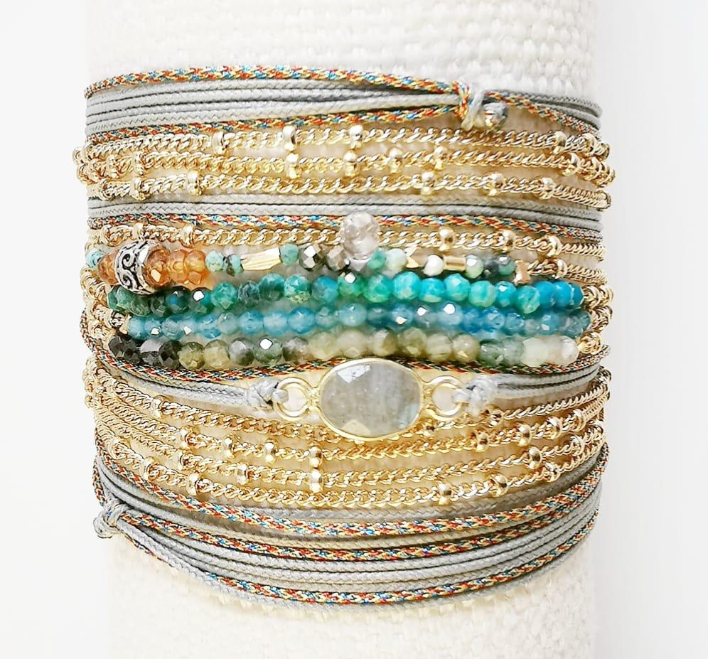 AYUMI BRACELET WRAP PRECIOUS STONES 4 CHAINS