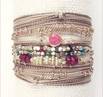 FUMIKO BRACELET WRAP PRECIOUS STONES 3 CHAINS