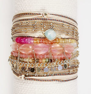 GISELA BRACELET WRAP PRECIOUS STONES 4 CHAINS