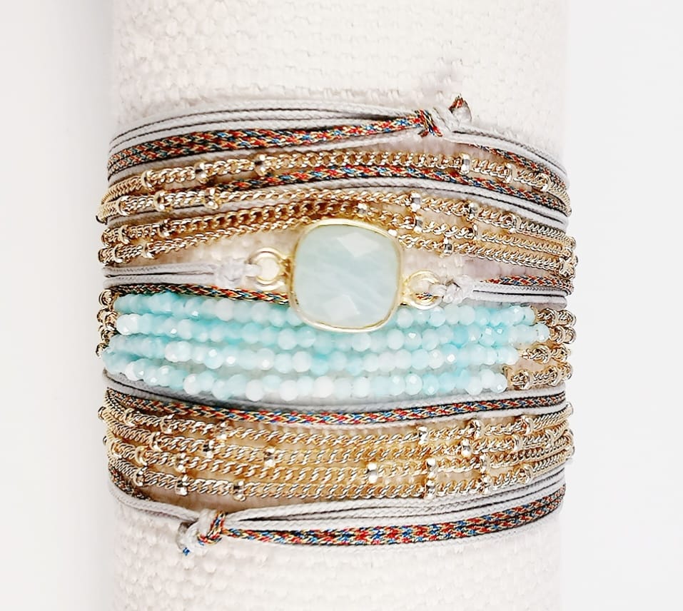 HARUKA BRACELET WRAP PRECIOUS STONES 4 CHAINS