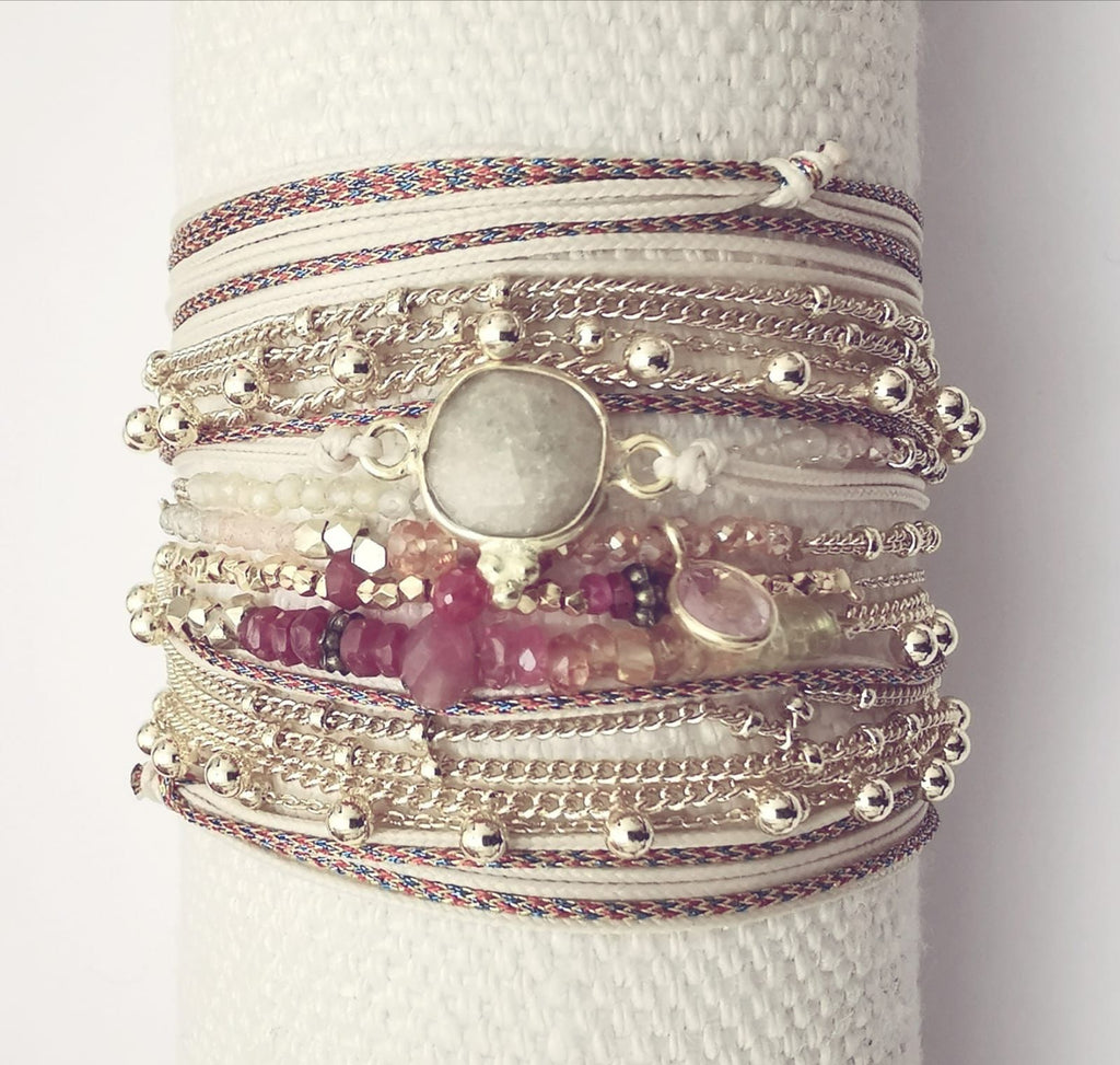 HEIDI BRACELET WRAP PRECIOUS STONES 4 CHAINS