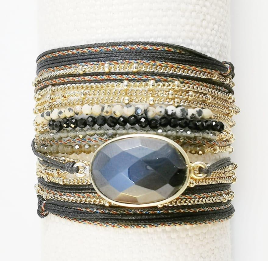 ICHI BRACELET WRAP PRECIOUS STONES 4 CHAINS