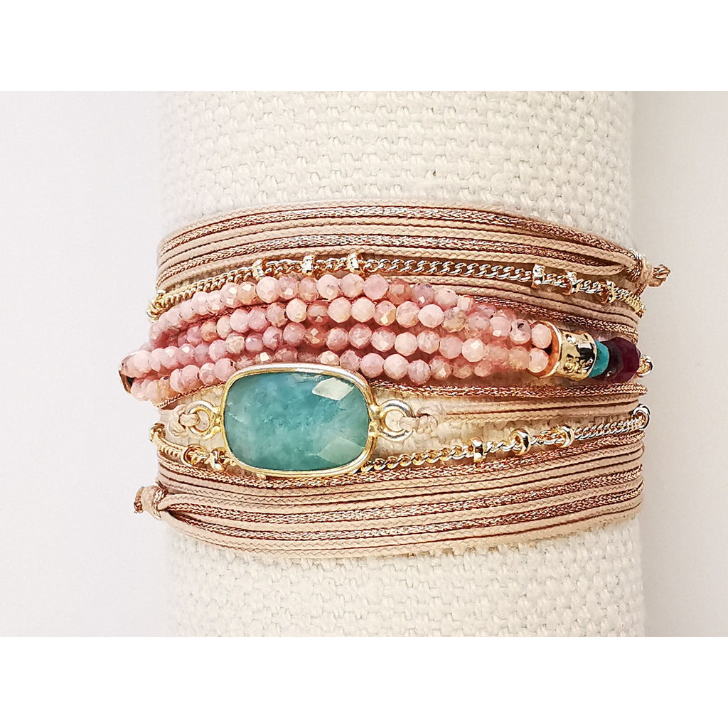 AYAME ZELE BRACELET 1 CHAIN WRAP PRECIOUS STONES 1 CHAIN