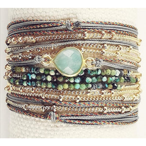 JEEH BRACELET WRAP PRECIOUS STONES 3 CHAINS