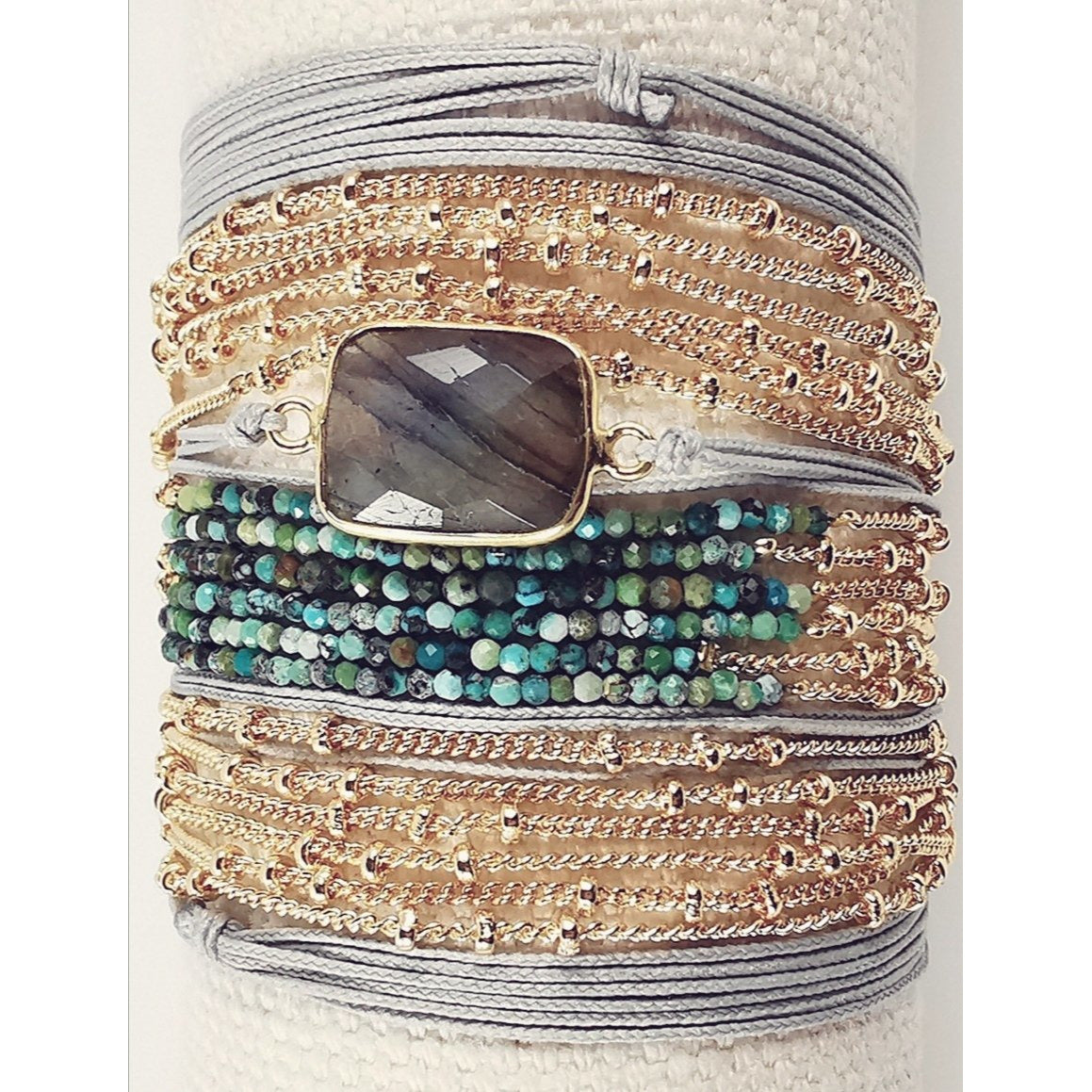 LAA BRACELET WRAP PRECIOUS STONES 6 CHAINS