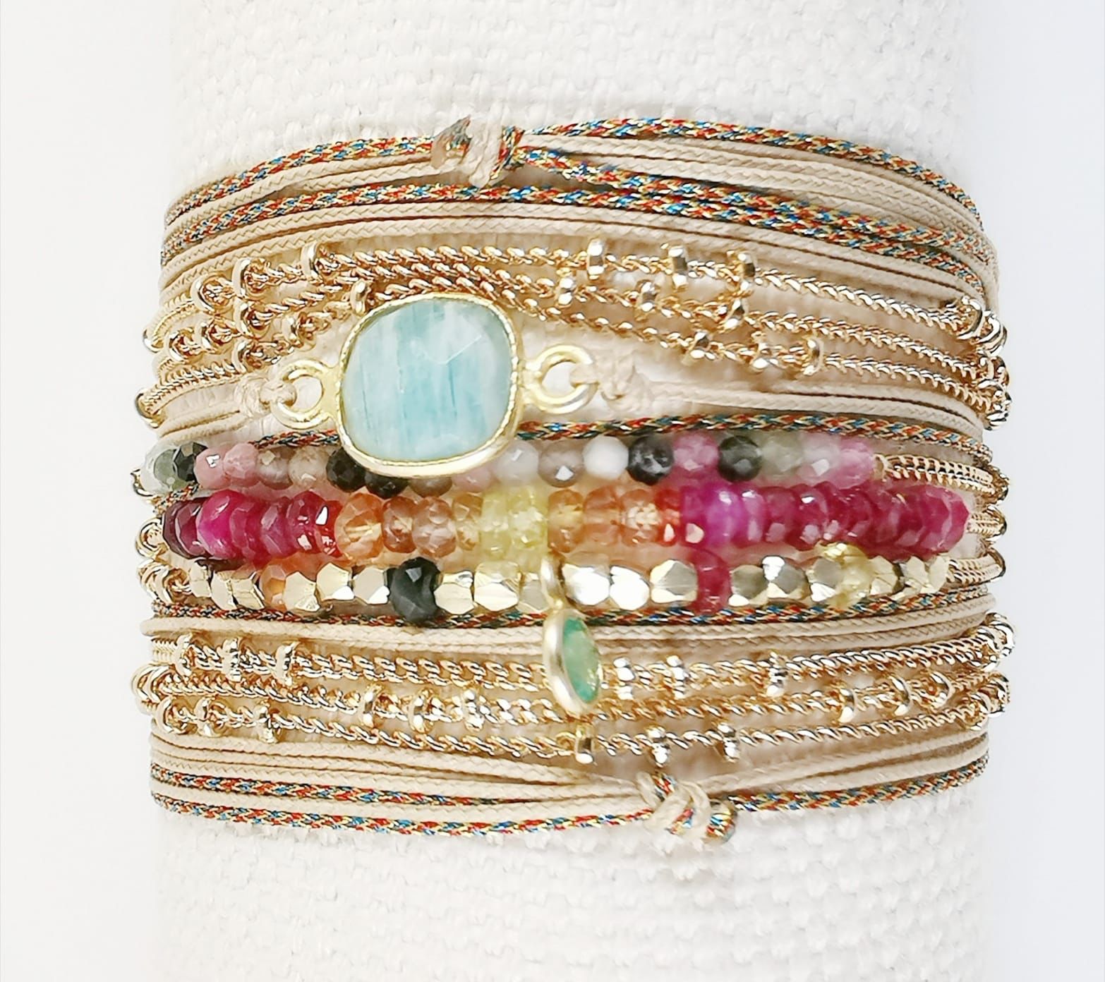 MANA BRACELET WRAP PRECIOUS STONES 3 CHAINS