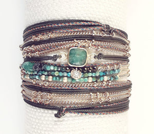 MOMOKO BRACELET WRAP PRECIOUS STONES 3 CHAINS