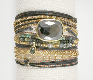 RIKA BRACELET WRAP PRECIOUS STONES 3 CHAINS