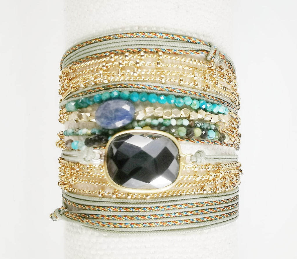 ISEU BRACELET WRAP PRECIOUS STONES 4 CHAINS